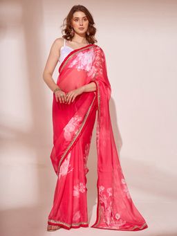 KALISTA - Floral Printed Organza Saree with Unstitched Blouse