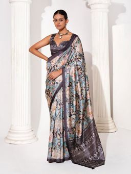 KALISTA - Floral Printed Saree with Unstitched Blouse