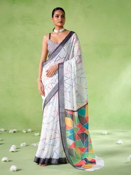 KALISTA - Linen Blend Saree with Unstitched Blouse