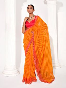KALISTA - Leheriya Pure Chiffon Saree with Unstitched Blouse