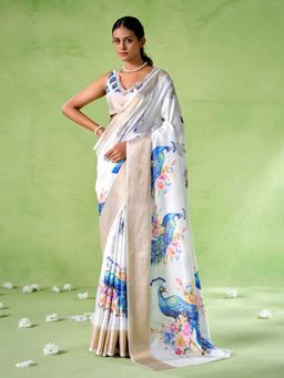 KALISTA - Floral Printed Saree with Unstitched Blouse