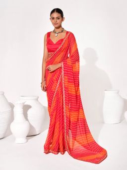 KALISTA - Leheriya Pure Chiffon Saree with Unstitched Blouse
