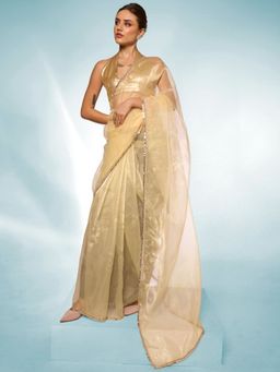 KALISTA - Mirror Work Organza Saree with Unstitched Blouse