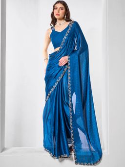 KALISTA - Embellished Beads and Stones Pure Chiffon Saree with Unstitched Blouse