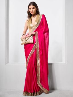 KALISTA - Sequinned Chiffon Saree with Unstitched Blouse