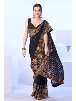 KALISTA - Floral Beads and Stones Brasso Saree with Unstitched Blouse