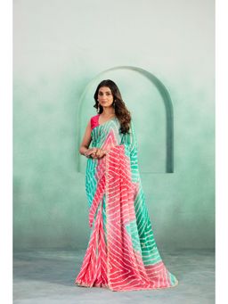 KALISTA - Embellished Leheriya Georgette Saree with Unstitched Blouse