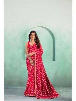 KALISTA - Bandhani Embellished Pure Georgette Saree with Unstitched Blouse