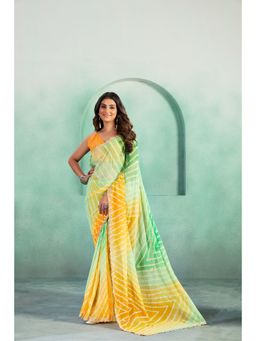 KALISTA - Embellished Lehriya Georgette Saree with Unstitched Blouse