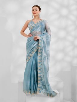 KALISTA - Organza Embroidered Tissue Saree with Unstitched Blouse