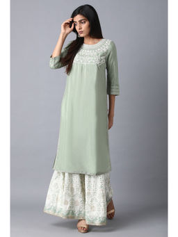 WISHFUL by W - Green Floral Kurta