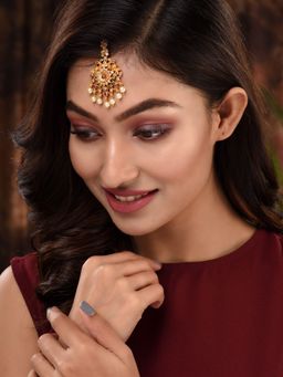 Saraf RS Jewellery - Gold Plated Multi Ad Studded Maang Tikka