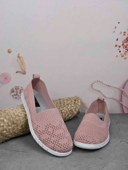 Jove - Women Pink Solid Sneakers