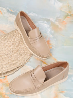 Jove - Women Khaki Solid Loafers