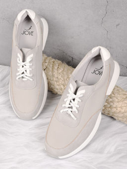 Jove - Women Grey Solid Sneakers