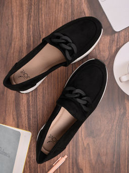 Jove - Women Black Solid Sneakers
