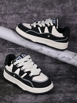 Jove - Women Black & White Colourblocked Sneakers