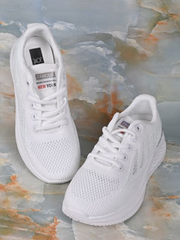 Jove - Women White Woven Design Sneakers