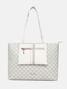 U.S. POLO ASSN. - Coco Off White Monogram Detail Fits Upto 16L Laptop Tote Bag (L)