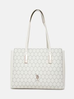 U.S. POLO ASSN. - Cia Off White Monogram Detail Fits Upto 16L Laptop Tote Bag (L)