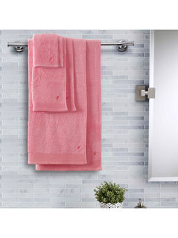 Maspar - Colorart 550GSM Embedded Stripe Solid Salmon Pink Towels (Set of 6)