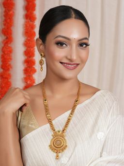 Smars Jewelry - Long Stunning Antique Gold Traditional Necklace Set