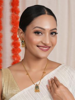 Smars Jewelry - Green Emerald Stone Pendant and Earrings Set