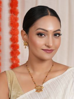 Smars Jewelry - Long Elegant Stone Antique Gold Pendant Set