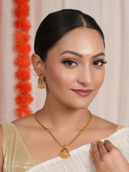 Smars Jewelry - Gold Emerald Carved Pendant Set