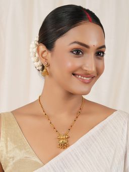 Smars Jewelry - Antique Gold Multicolour Stone Pendant and Earrings Set