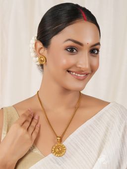 Smars Jewelry - Antique Gold Pendant and Earrings Set For Women