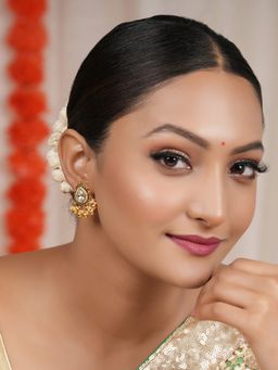 Smars Jewelry - Beautiful Pear Shape Antique Gold Kundan Earrings