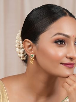 Smars Jewelry - Beautiful Antique Gold Pearl Drop Stone Earrings