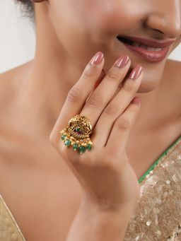 Smars Jewelry - Emerald Stone Antique Gold Finger Ring