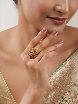 Smars Jewelry - Beautiful Antique Gold Ruby Stone Adjustable Finger Ring