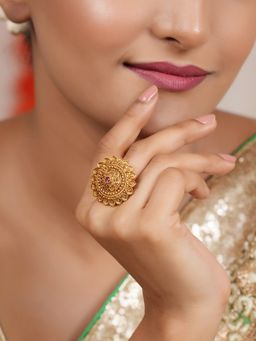 Smars Jewelry - Antique Gold Big Cocktail Ring For Women