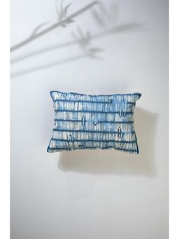 Freedom Tree - Agama Herringbone Cotton Blue Cushion Cover - 14 X 20 Inches