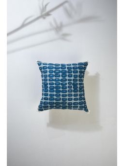 Freedom Tree - Dash Dash Cotton Heavy Slub Blue Cushion Cover - 16 X 16 Inches