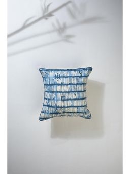 Freedom Tree - Agama Herringbone Cotton Blue Cushion Cover - 16 X 16 Inches