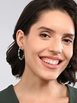 Accessorize London - Women's Multi Beaded Hoop Earrings