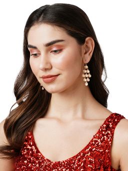 Accessorize London - Women's Pale Peach Stone Tassel Long Drop Earring