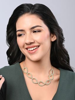 Accessorize London - Women's Green Encrusted Teardrop Collar Necklace
