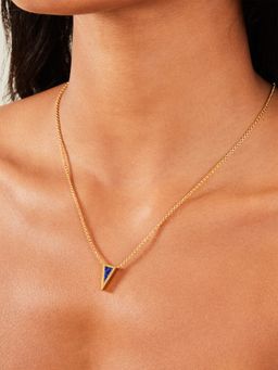 Accessorize London - Real Gold Plated Lapis Triangle Pendant Necklace