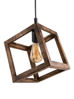Homesake - Antique Wooden Pendant Cube Black Holder