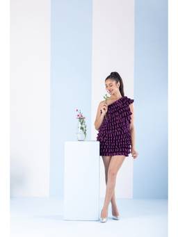 XAYA - Purple Alura Ruffled Mini Dress