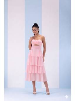 XAYA - Pink Shayla Rose Midi Dress