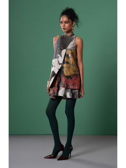 Advait - Grey Ecru Short Dress