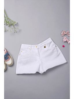One Friday - Girls White Denim Hot Shorts