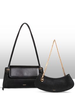 THESTO - Black Strip Medium Shoulder Bag (Set Of 2)