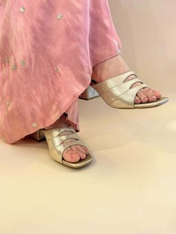 Devano - Champagne Gold Cutout Slip-On Block Heels